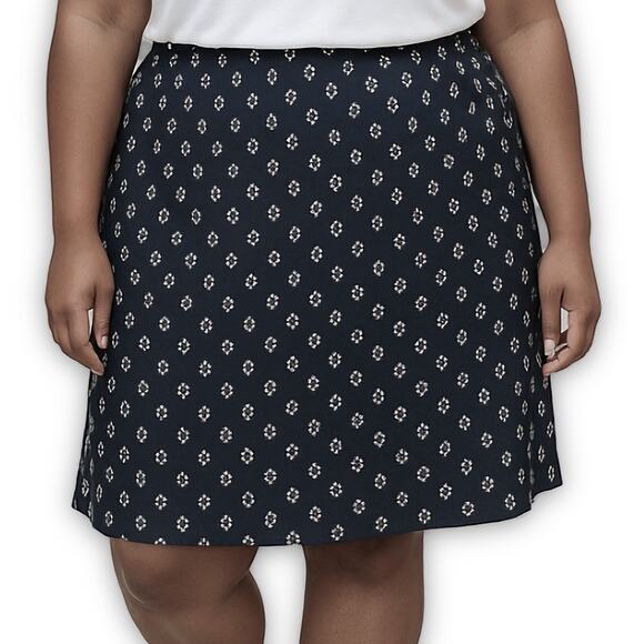 Lands’ End Floral Jersey Knit Skirt Black A-Line Pull-On 2X New - Picture 1 of 7